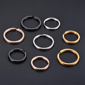 Flat stainless steel key rings in gold, silver and black finishes for DIY accessories