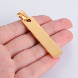 Pendentif barre rectangulaire en acier inoxydable doré poli pour bijoux personnalisés