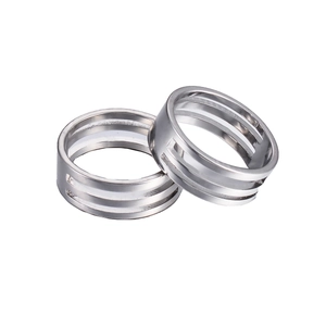 Polished silver stainless steel open rings with minimalist triple-layer parallel hollow design