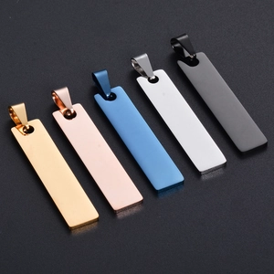 Pendentifs rectangulaires en acier poli en or, argent, bleu, noir et or rose brillant