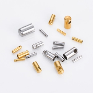 Various sizes of gold and silver stainless steel snake head cord end caps for jewelry
