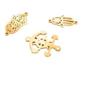 Polished gold Hamsa Hand and nautical anchor charms for DIY jewelry making