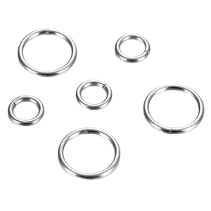 Polished stainless steel round open jump rings in assorted sizes for jewelry making