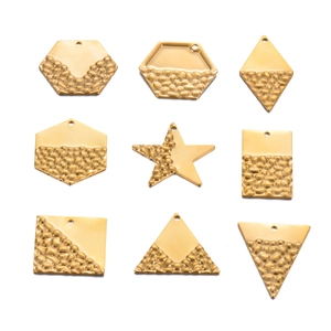 Stainless Steel Geometric Textured DIY Pendants Hammered Metal Charms For Earring Necklace Making Gold Silver Jewelry Findings