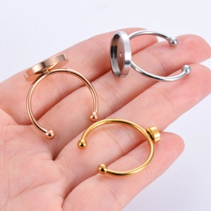 Basi per anelli regolabili in acciaio inox oro, argento e oro rosa per creazione gioielli