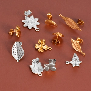 Pendientes de acero inoxidable con forma de hoja y flor para creación de joyas caseras