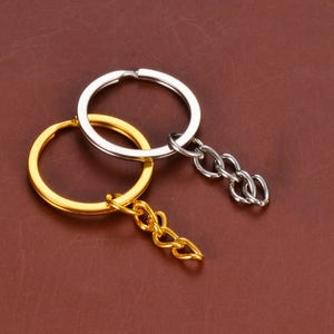 Llaveros planos de 25mm oro y plata con cadena para accesorios de joyería DIY