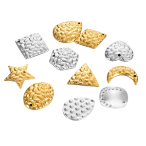 Gehamerde roestvrijstalen geometrische hangers in goud en zilver voor DIY-sieraden maken