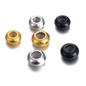 Stainless Steel Rondelle Stopper Beads With Silicone Core For DIY Jewelry Making Bracelet Positioning Spacing Beads