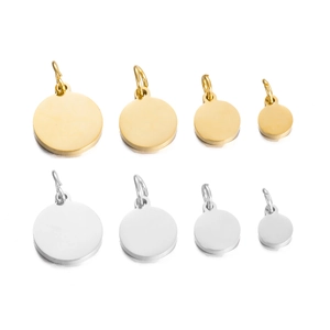Polierte Edelstahl-Rundanhänger-Rohlinge in Gold und Silber für DIY-Schmuckherstellung