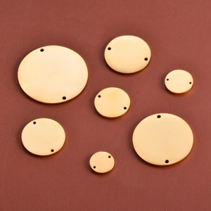 Mirror polished gold stainless steel round tags with double holes for jewelry DIY