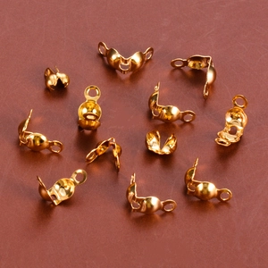 Polished gold stainless steel bead tips and calotte connectors for DIY jewelry making