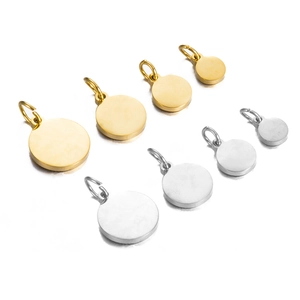 Spiegelpoliert Edelstahl Rund Rohling Anhänger Gold Silber Plattiert Kreis Charms DIY Schmuckherstellung Zubehör Tags