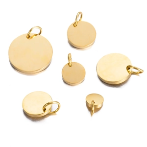 Polierte goldene Edelstahl-Rundanhänger in verschiedenen Größen für DIY-Schmuck