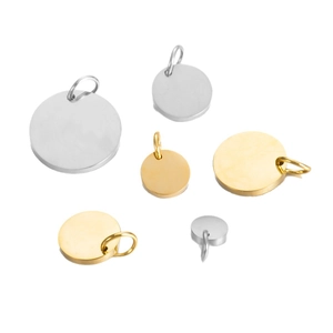 Spiegelpolierte runde Anhänger aus Edelstahl in Gold und Silber für DIY Schmuck
