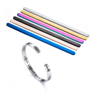 Polished Stainless Steel DIY Bracelet Blanks Blank Rectangle Metal Strips For Engraving C-Shaped Cuff Bracelet Making Jewelry Materials