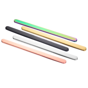 Polished stainless steel DIY blank C-shaped bracelets in five metallic colors