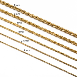 Goldene Edelstahl-Kordelketten in Breiten von 2mm bis 6mm für Damen und Herren