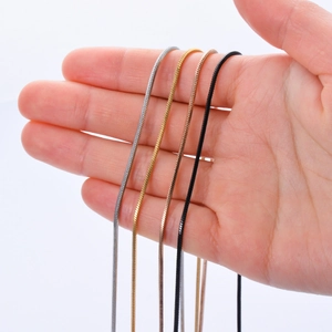 Sleek stainless steel square snake chain necklaces in silver gold rose gold and black