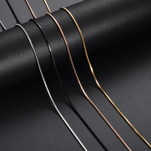 Minimalist square snake chain necklaces in silver, gold, rose gold and black finish