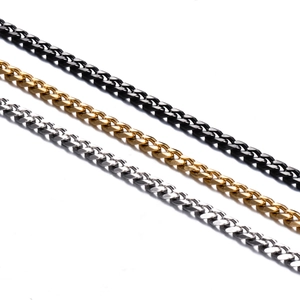 Polished stainless steel Cuban curb chains in black, gold, and silver finishes for men