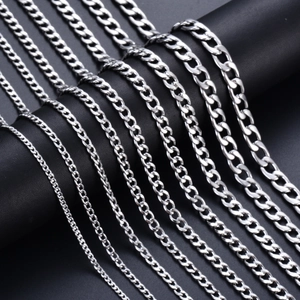 Roestvrij Stalen Schakelketting Voor Heren Dames Hip Hop Platte NK Ketting Minimalistische Staalkleur Sieraden Cadeau