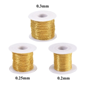 Three spools of golden stainless steel cross chain for DIY jewelry making 0.2-0.3mm