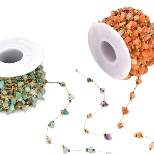 Bohemian stainless steel chain with colorful natural stone beads for DIY jewelry making