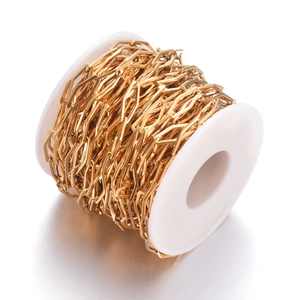 7mm hollow diamond-shaped gold stainless steel chain spool for DIY jewelry making