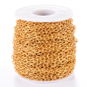 Bulk gold plated stainless steel O-chain roll for DIY jewelry making and necklaces