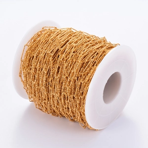 Spool of 5mm embossed stainless steel gold chain for handmade DIY jewelry making