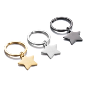 Porte-clés Étoile à Cinq Branches en Acier Inoxydable Poli Miroir Pendentif en Métal Pour Sac Accessoires Personnalisés Anneau De Clé Unisexe