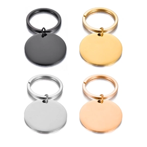Stainless Steel Round Blank Keychain Pendants Mirror Polished DIY Dog Tags Jewelry Making Accessories Metal Hanging Tags