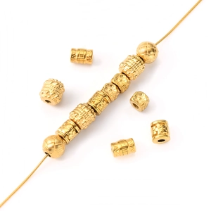 18k gold plated titanium steel spacer beads with floral relief patterns for jewelry making