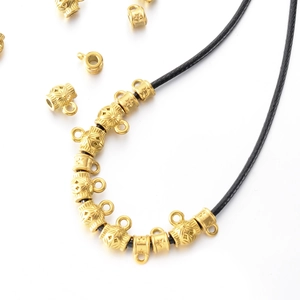 Perles d'espacement vintage en acier doré avec motifs d'étoiles et vagues gravés