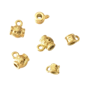 Perles dorées en acier inoxydable à grand trou avec motifs étoiles vintage pour bijoux