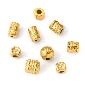 Detailed 18k gold plated stainless steel beads for DIY necklace and jewelry making