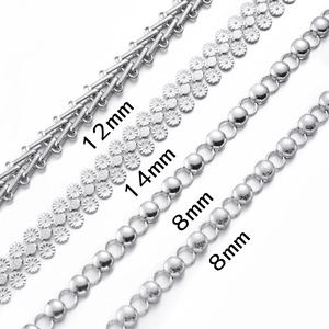 Détails des chaînes hip-hop en acier inoxydable argenté de 12 mm et 14 mm à motifs