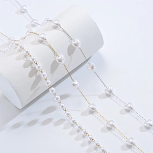 Perlenkette mit Herzanhängern in Gold und Silber für DIY-Schmuck und Accessoires