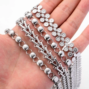 Ensemble de bracelets gourmettes hip hop en acier inoxydable argenté aux maillons géométriques