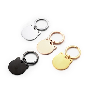 Set of kitten shaped stainless steel keychains in silver, gold, rose gold and black colors