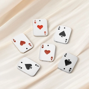 Polished Ace of Hearts and Spades poker card pendants with stainless steel necklace chain