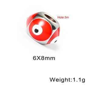6x8mm evil eye beads made of stainless steel with enamel for DIY jewelry making