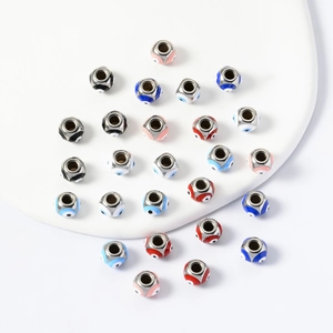 8mm stainless steel evil eye enamel beads in six colors for DIY jewelry making