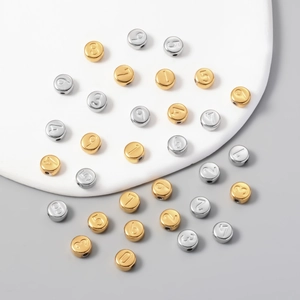 Gold and silver stainless steel 0-9 number round beads for DIY bracelet jewelry making