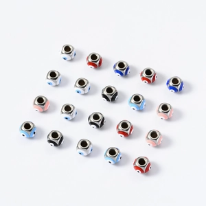 Set of 8mm stainless steel evil eye beads with colorful enamel finish for DIY jewelry