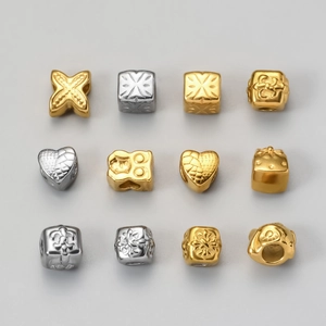 Perline Distanziatrici in Acciaio Inossidabile a Forma di Gufo Cuore Quadrato per Fai da Te Oro Acciaio Charm in Metallo