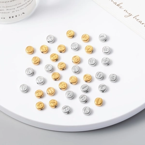 Flat round stainless steel number beads 0-9 in gold and silver for DIY jewelry making