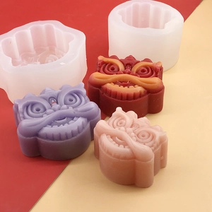Set di stampi in silicone danza del leone cinese per sapone, candele e dolci