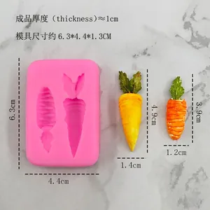 Pink silicone carrot mold for DIY cake fondant and chocolate with 6.3x4.4cm dimensions